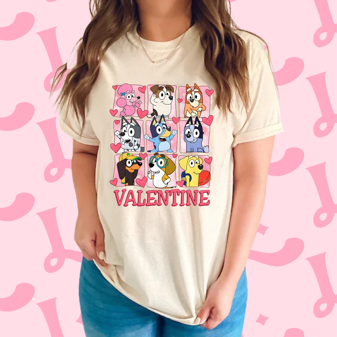 Blue Dog Valentine Dtf Transfer