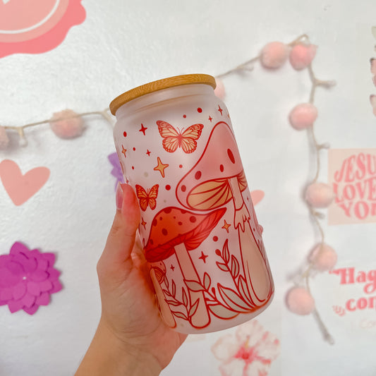 Mushroom Frosted Glass Can