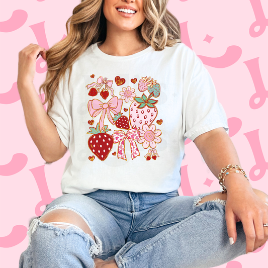 Pink Strawberry Dtf Transfer